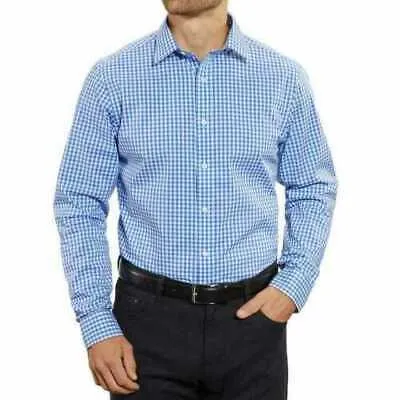 ‏ Kirkland Signature Men's Comfort Sport Shirt, Blue/ White Check