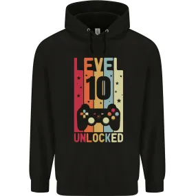 10th Birthday 10 Year Old Level Up Gaming Childrens Kids Hoodie