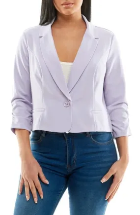 3Q Sleeve Crop Blazer Lavender - Nina Leonard