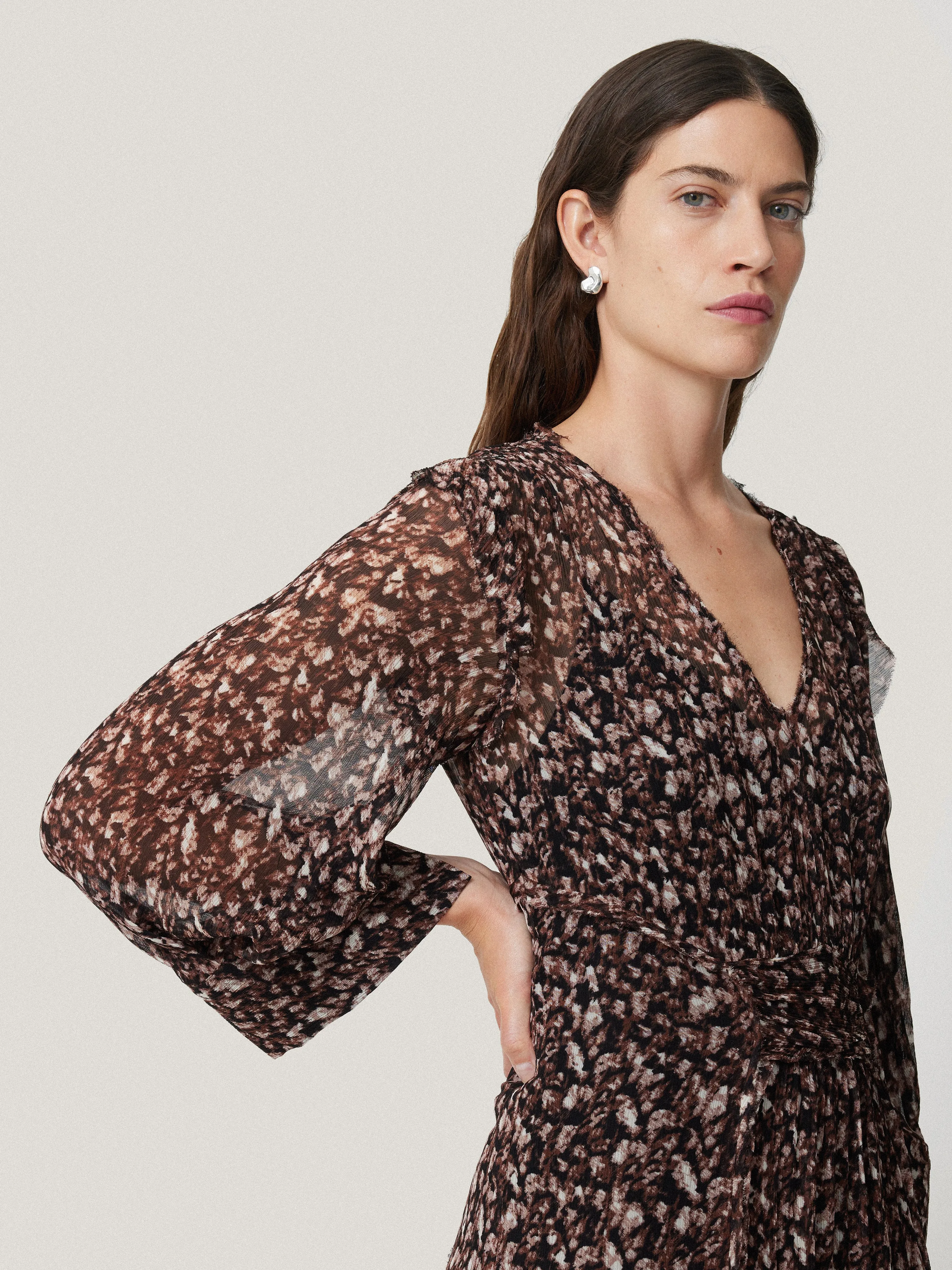 Abstract Leopard Midi Dress | Brown