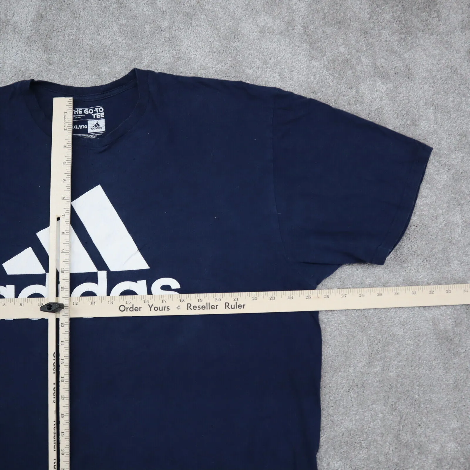 Adidas T Shirt Mens Size 2XL Blue Short Sleeve 100% Cotton Graphic Tee Logo