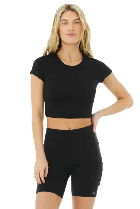 Alosoft Crop Finesse Short Sleeve - Black