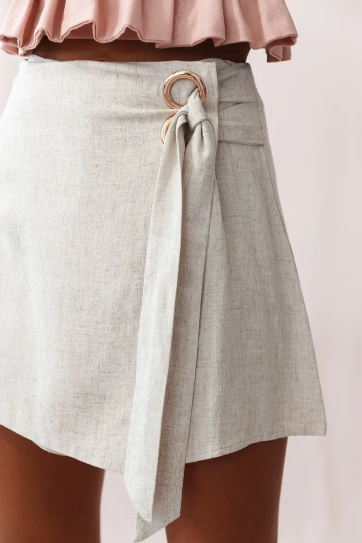 Amalfi Linen Eyelet Skort Natural