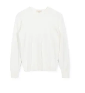 Beige White Knit Crewneck W-12959