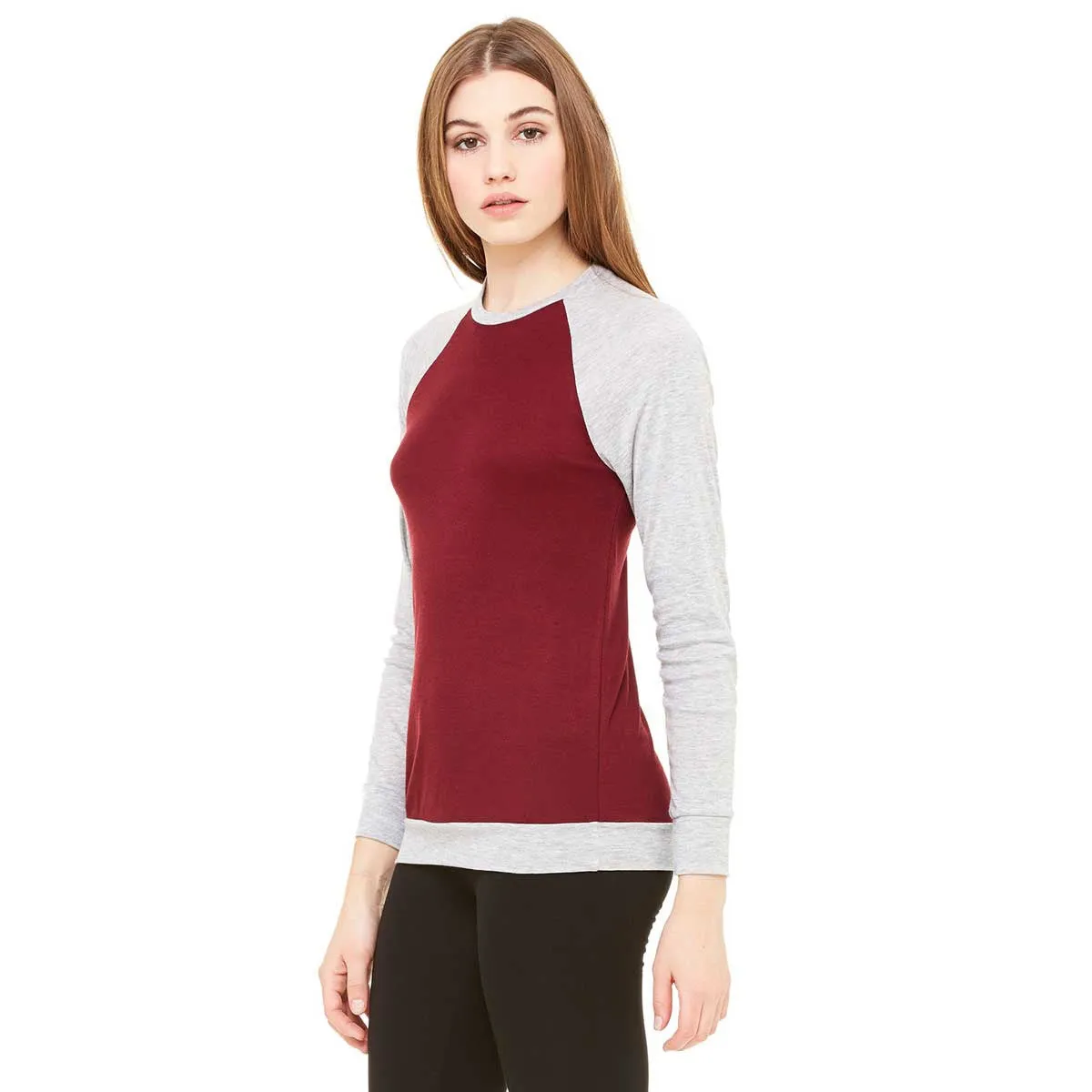 Bella   Canvas Unisex Maroon/Athletic Heather Lightweight Sweater