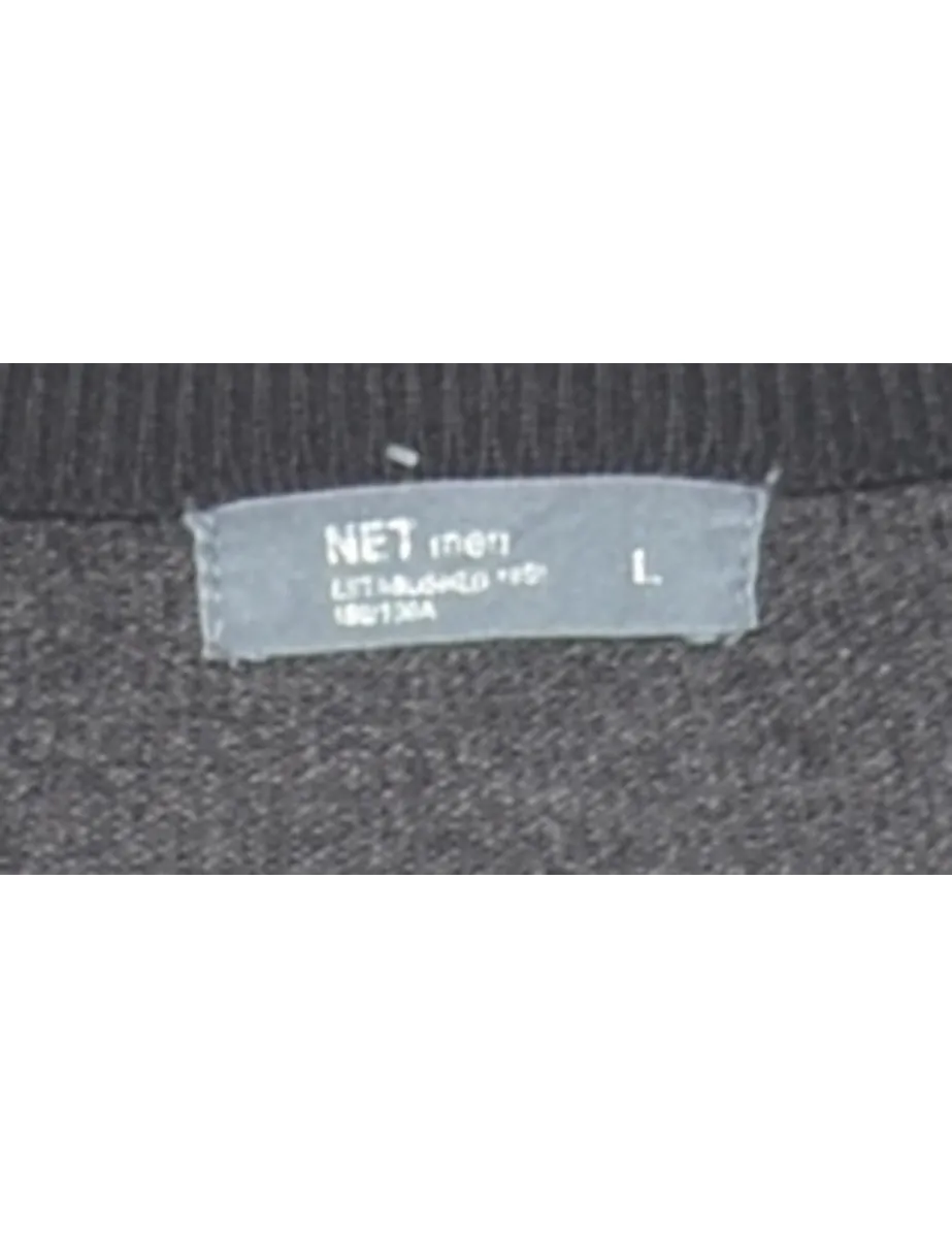 Black, Grey & Blue Knit Jumper - L