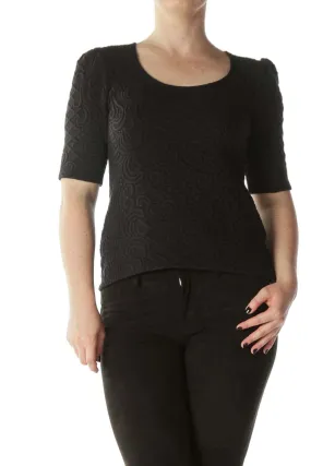 Black  Jacquard  Knit Top