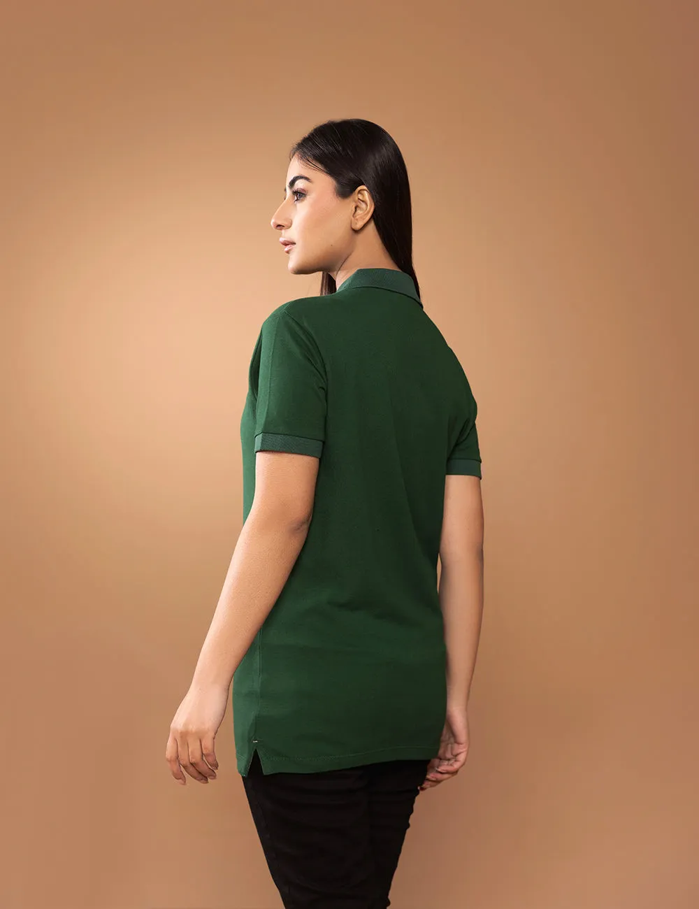 Bottle Green Women Polo Shirt