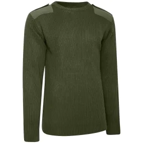 British Army Style Crew Neck Commando Jumper Olive Green