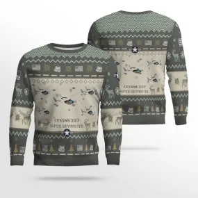 Cessna 337 Super Skymaster Aircraft Ugly Sweater, Ugly Sweater Christmas Shirt for Men Dad Veteran