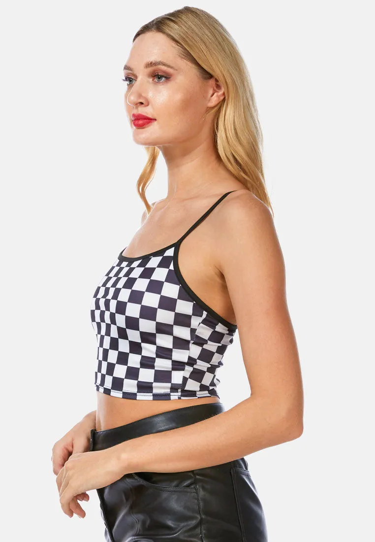 Checkerboard Spaghetti Crop Top