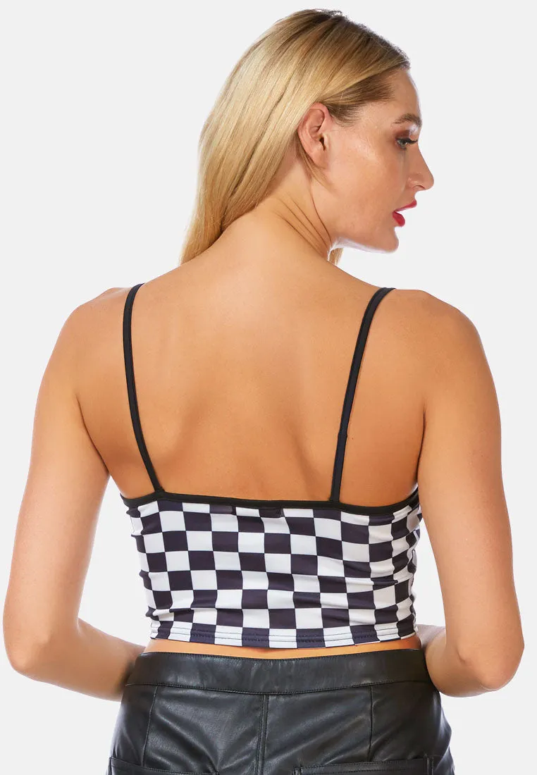 Checkerboard Spaghetti Crop Top