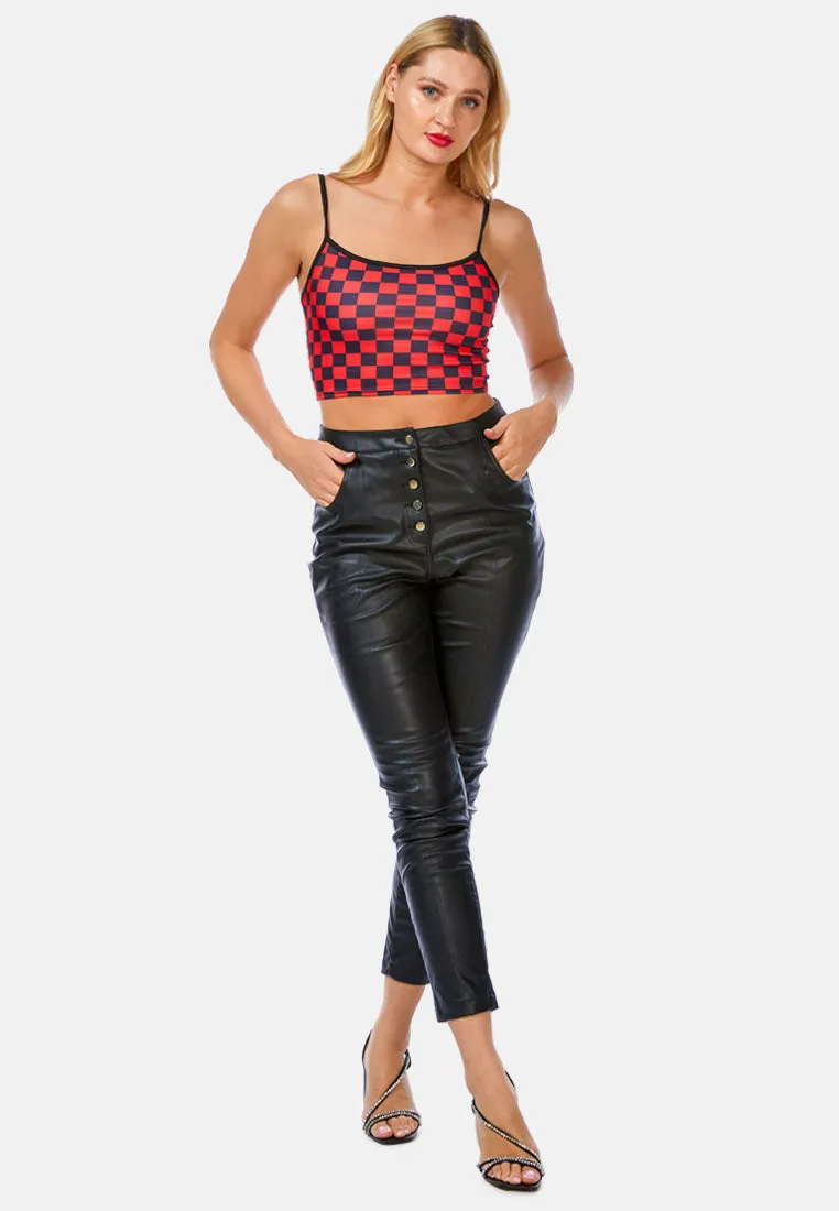 Checkerboard Spaghetti Crop Top