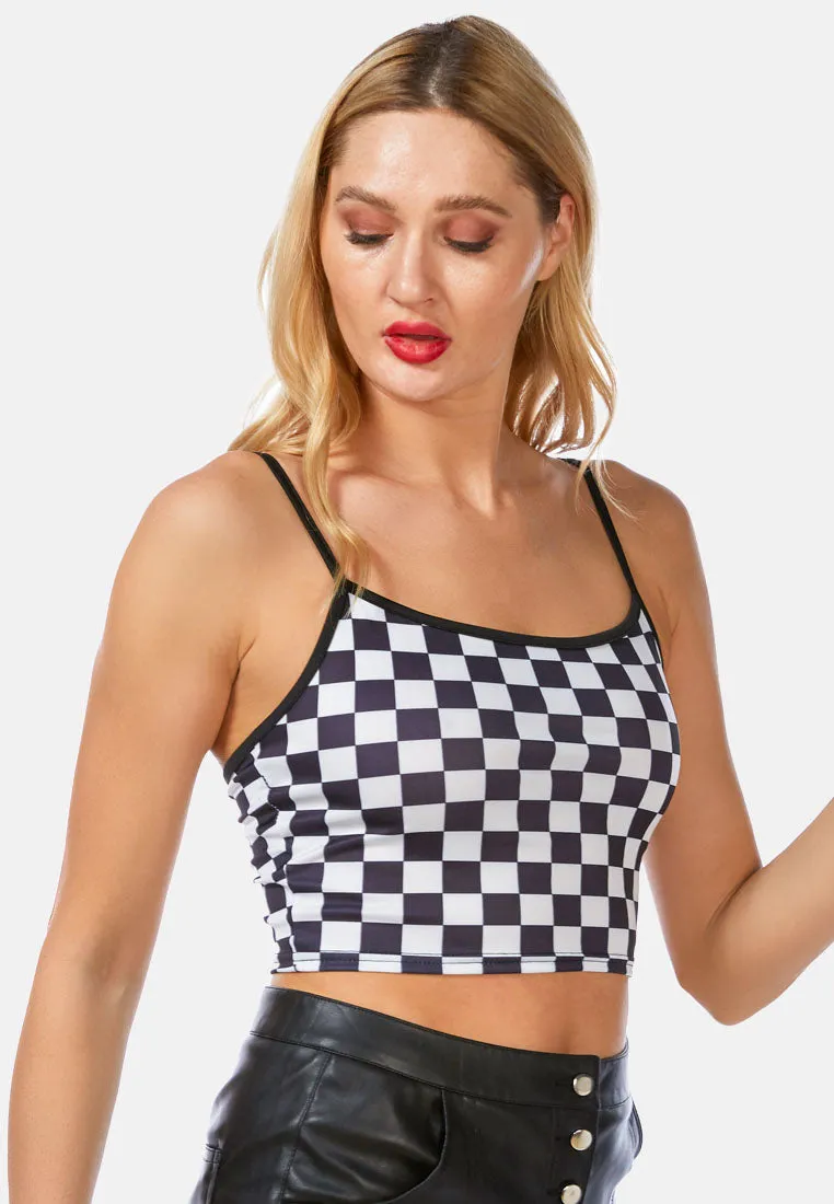 Checkerboard Spaghetti Crop Top