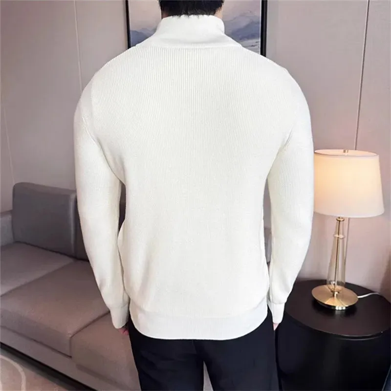 Cold season knit zipper sweater