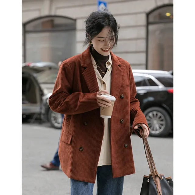 Corduroy Blazer | Women Blazer | Corduroy Printed Blazer | Women Office Blazer | Elegant Casual Blazer |Women Suit Coat | Corduroy Long Coat