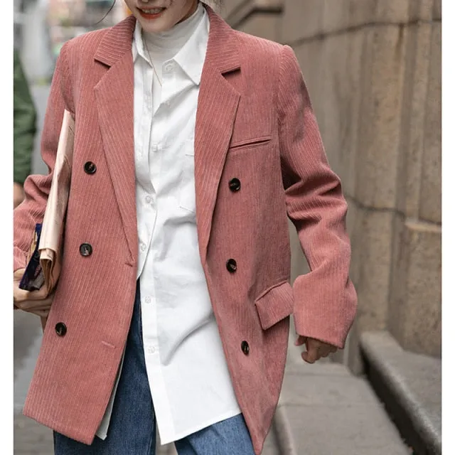 Corduroy Blazer | Women Blazer | Corduroy Printed Blazer | Women Office Blazer | Elegant Casual Blazer |Women Suit Coat | Corduroy Long Coat