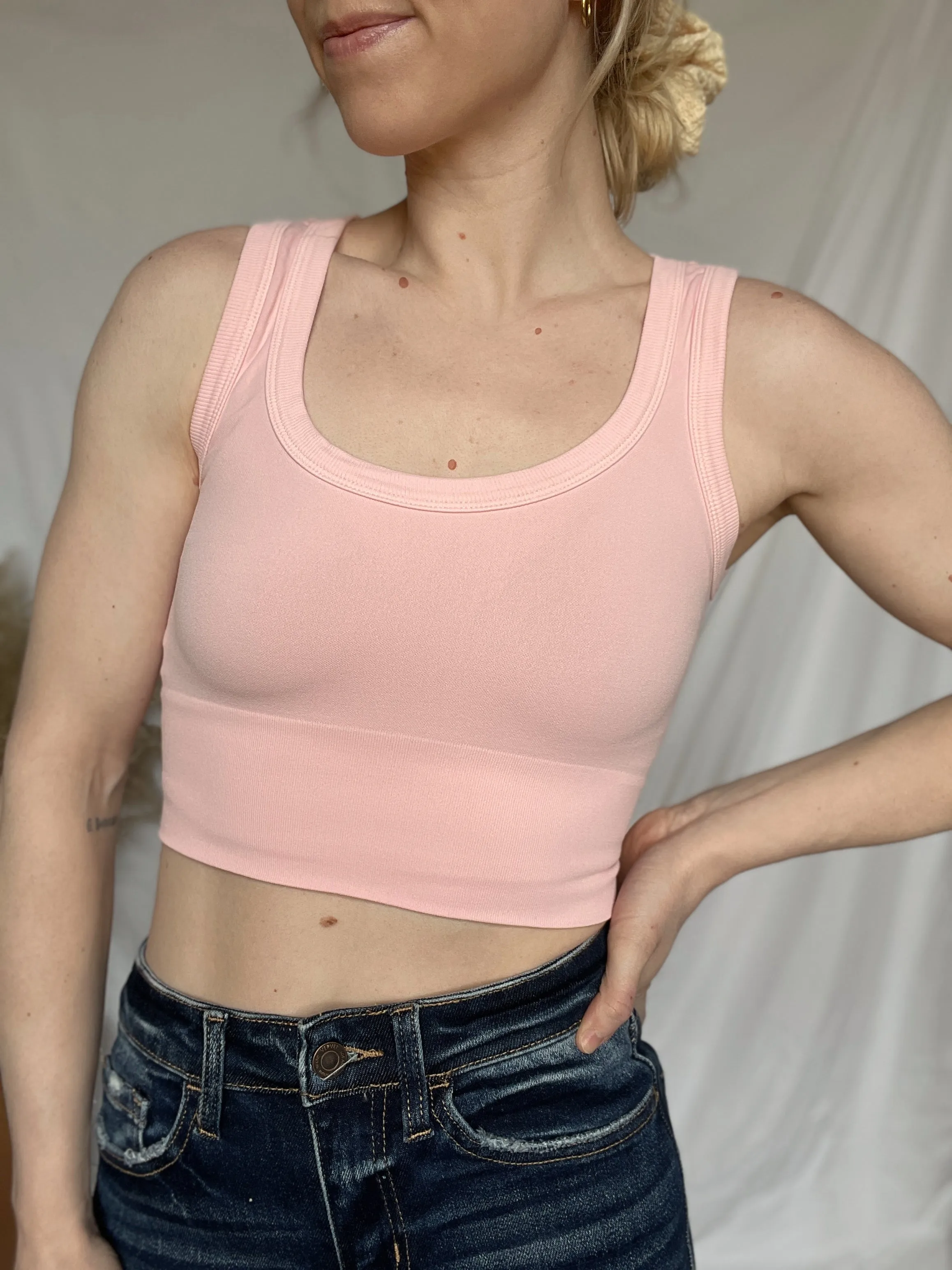 Deep Scoop Neck Crop Top - 3 colors