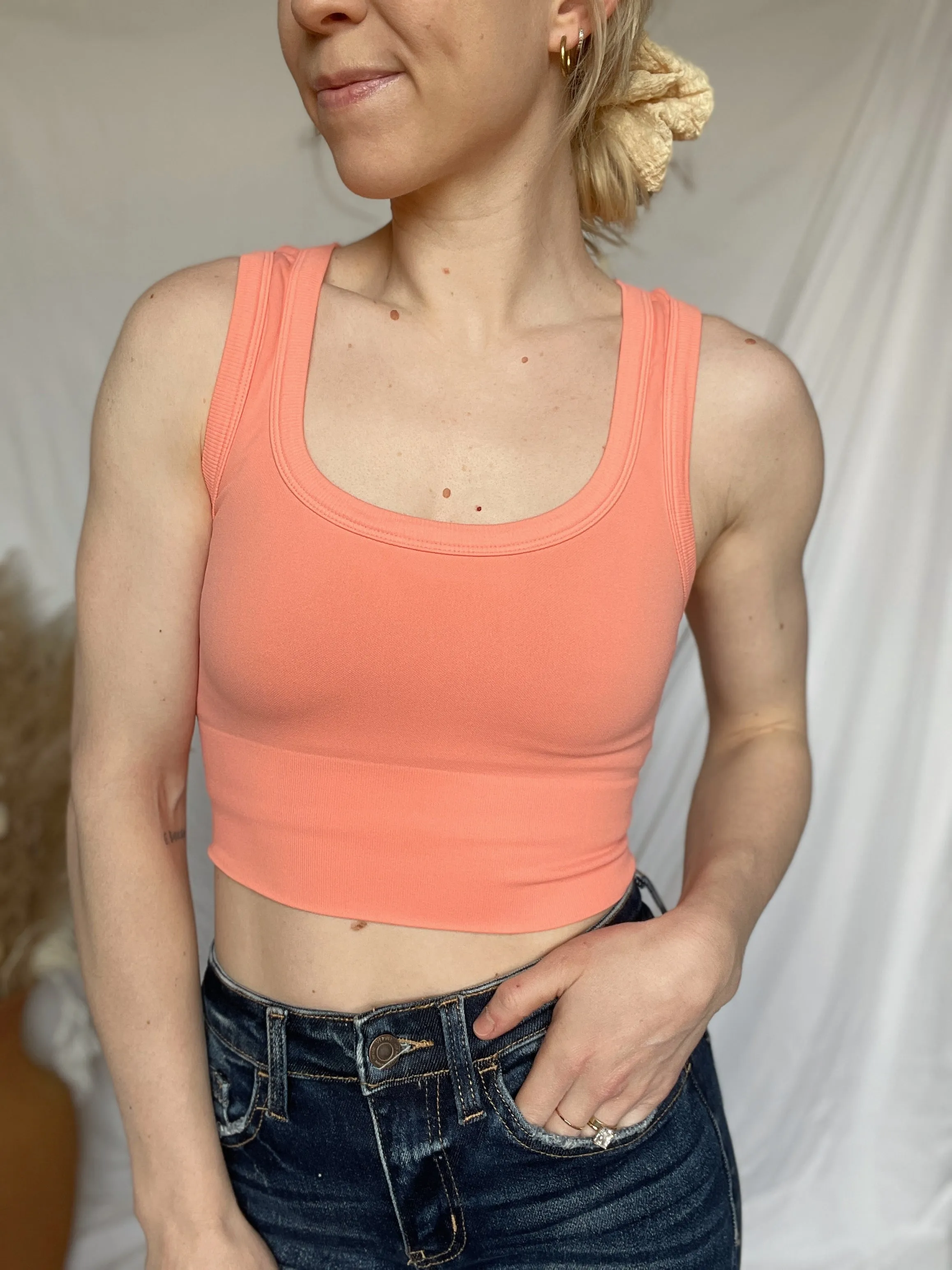 Deep Scoop Neck Crop Top - 3 colors