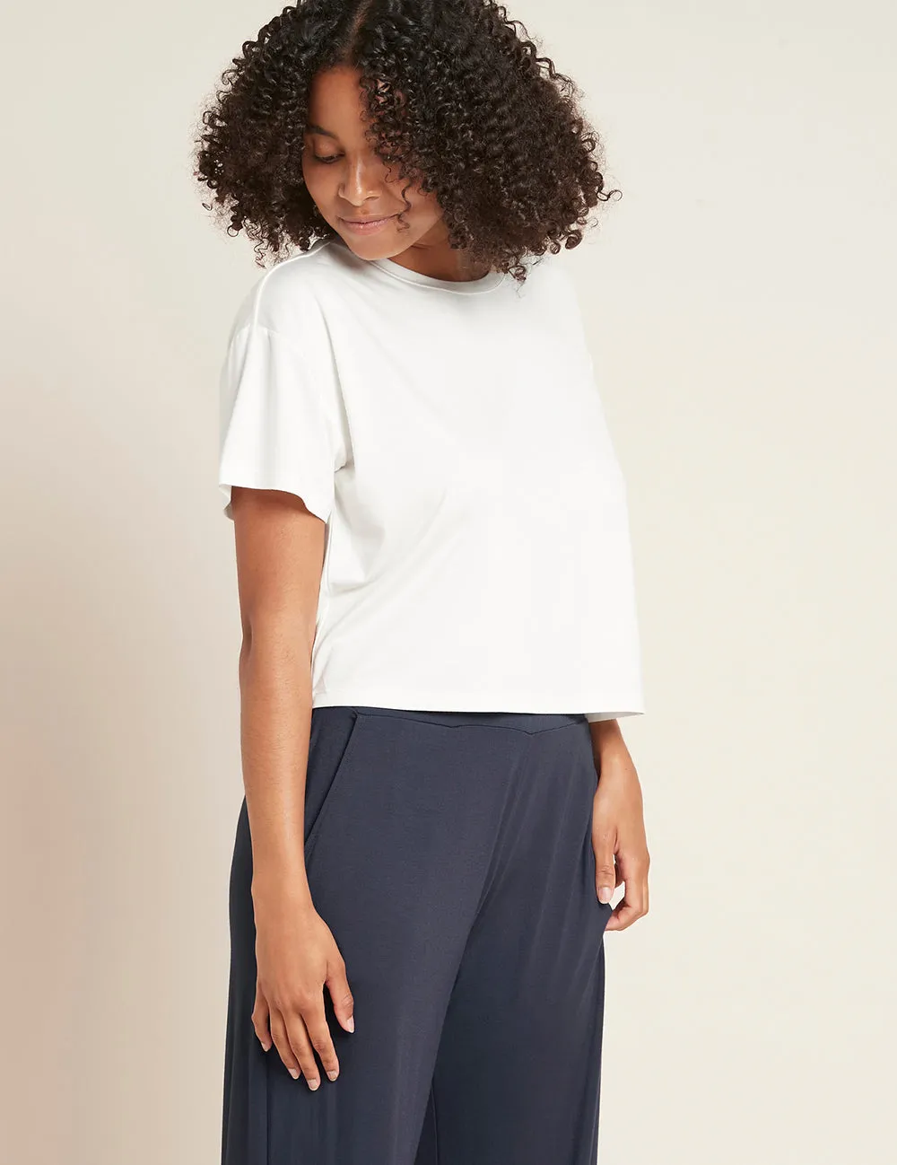 Downtime Crop Tee - Natural White