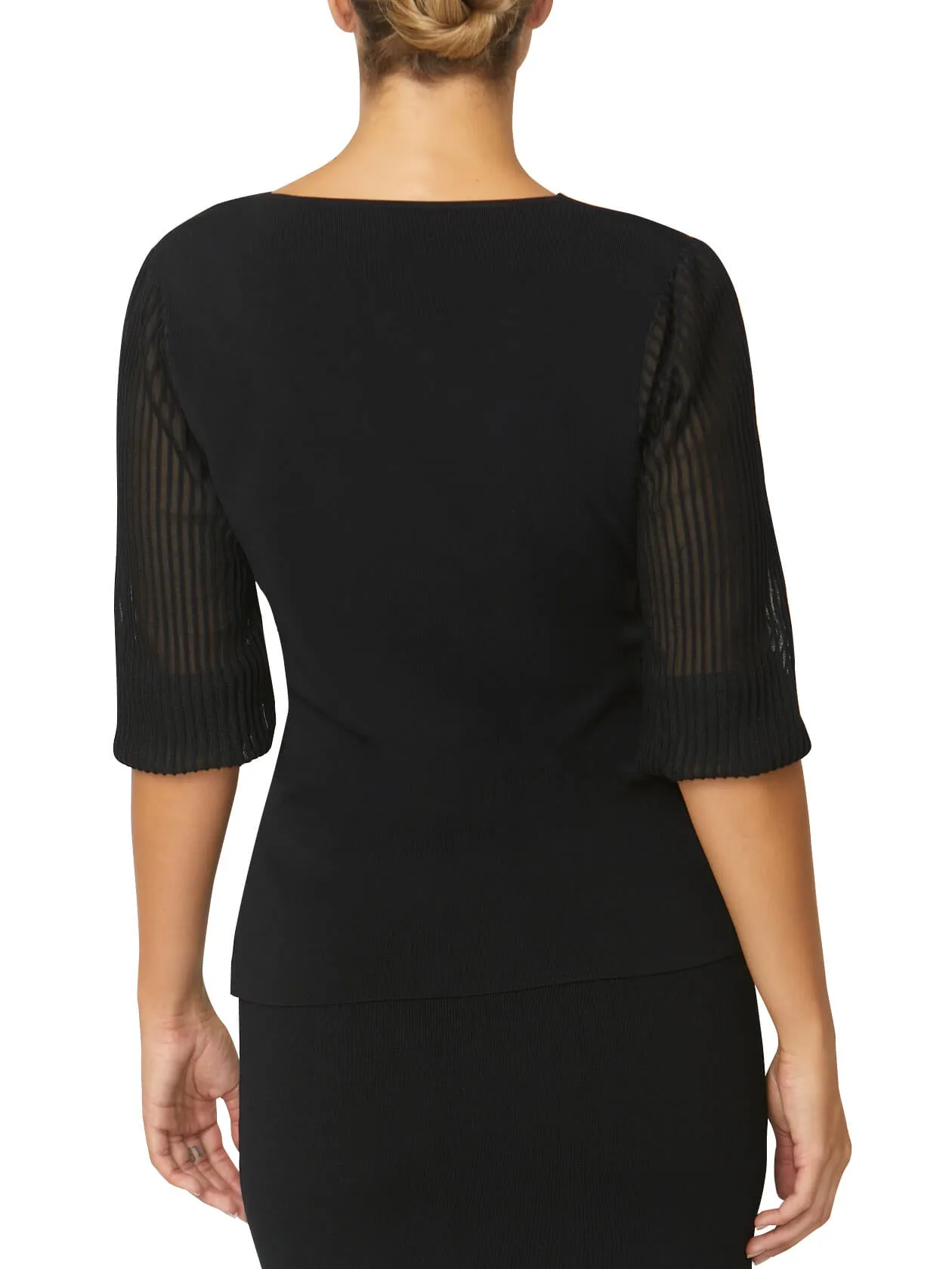 Emilie Black Sheer Sleeve Top