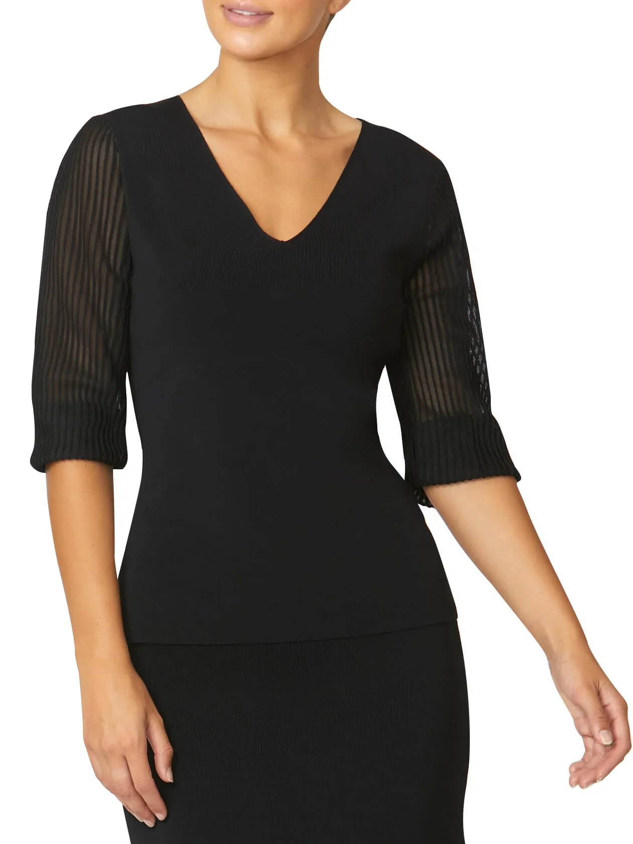 Emilie Black Sheer Sleeve Top