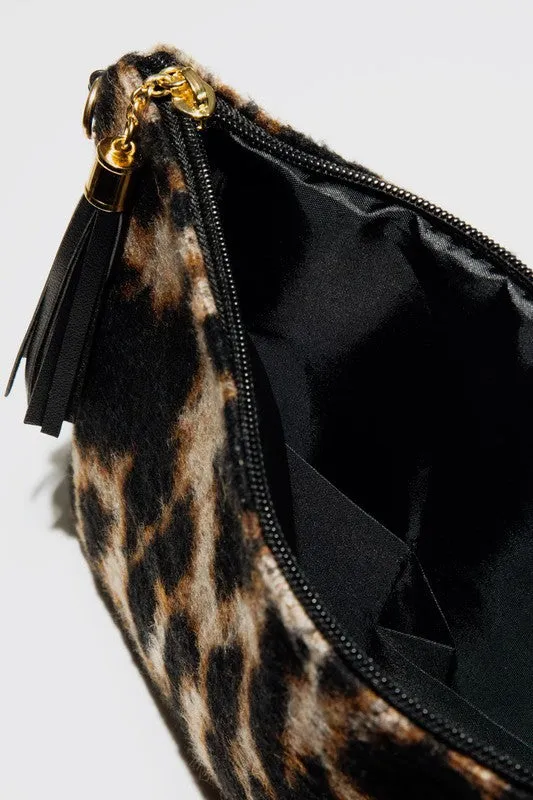 Faux Fur Leopard Crossbody Bag