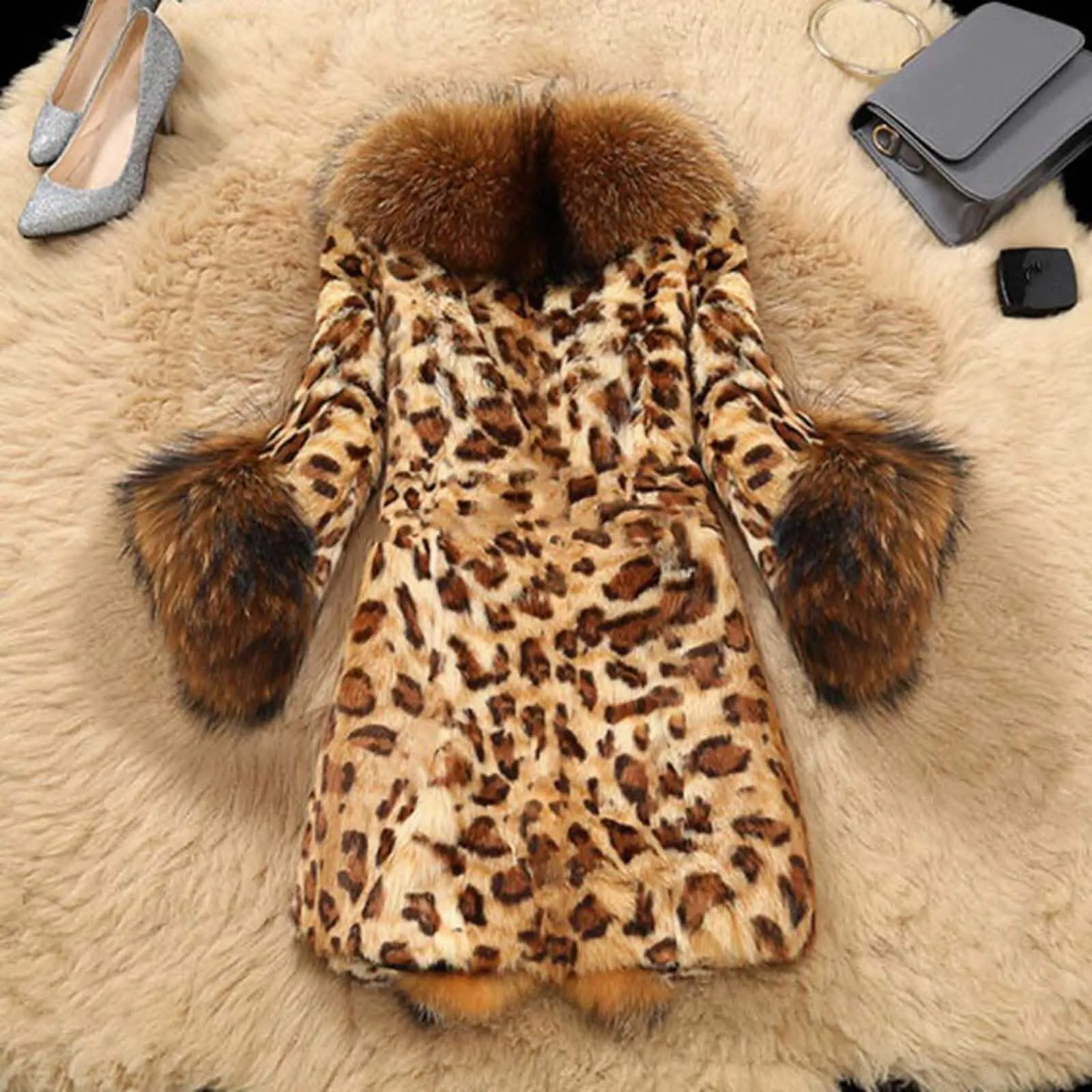 Fierce Fashion: Hooded Leopard Print Faux Fur Jacket for Effortless Urban Chic