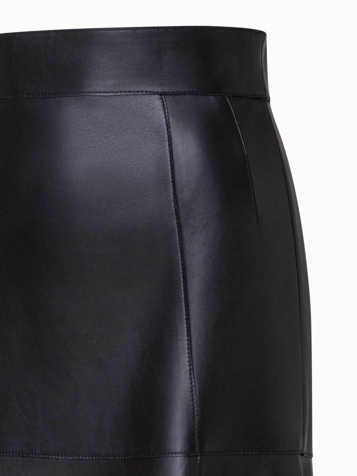 Flared Lambskin Leather Midi Skirt