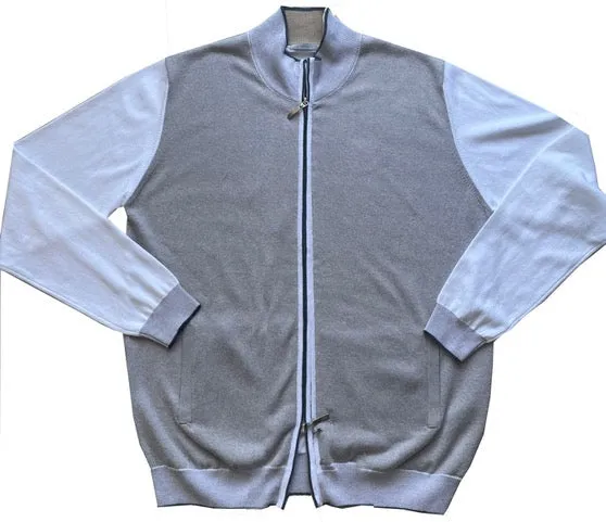 Full Zip Sweater - Light Grey