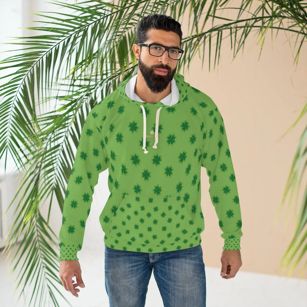 Green Clover Unisex Hoodies, Light Green Clover St. Patrick's Day Unisex Pullover Hoodie For Men/ Women- Made in USA