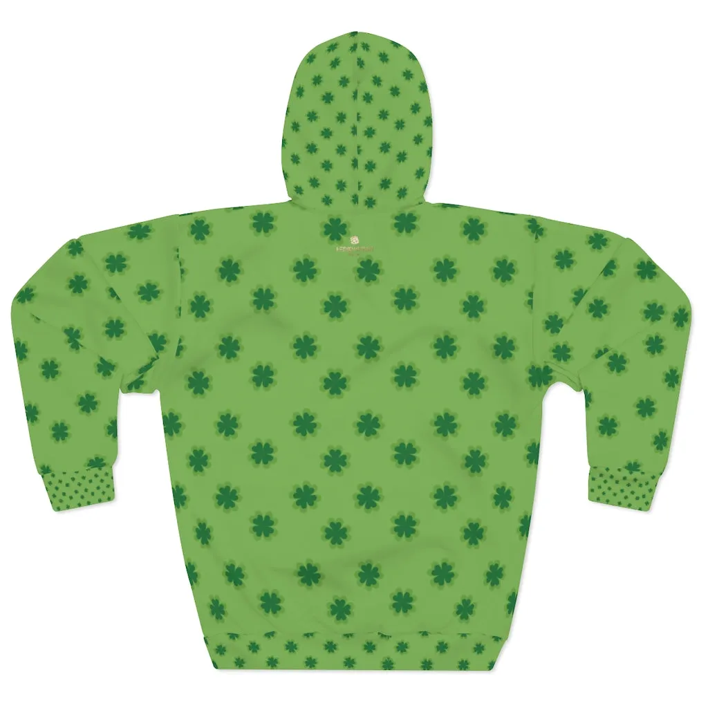 Green Clover Unisex Hoodies, Light Green Clover St. Patrick's Day Unisex Pullover Hoodie For Men/ Women- Made in USA