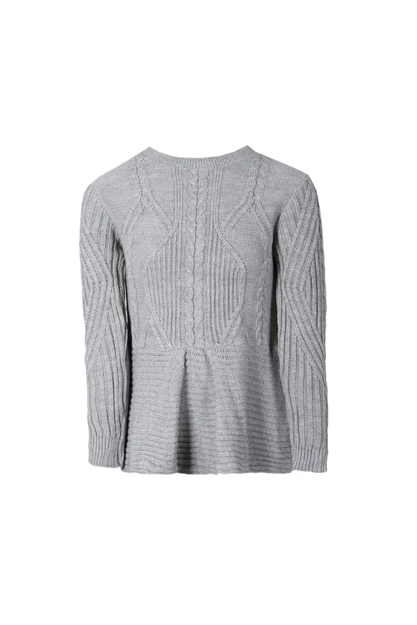 Grey Peplum Knitted Jumper