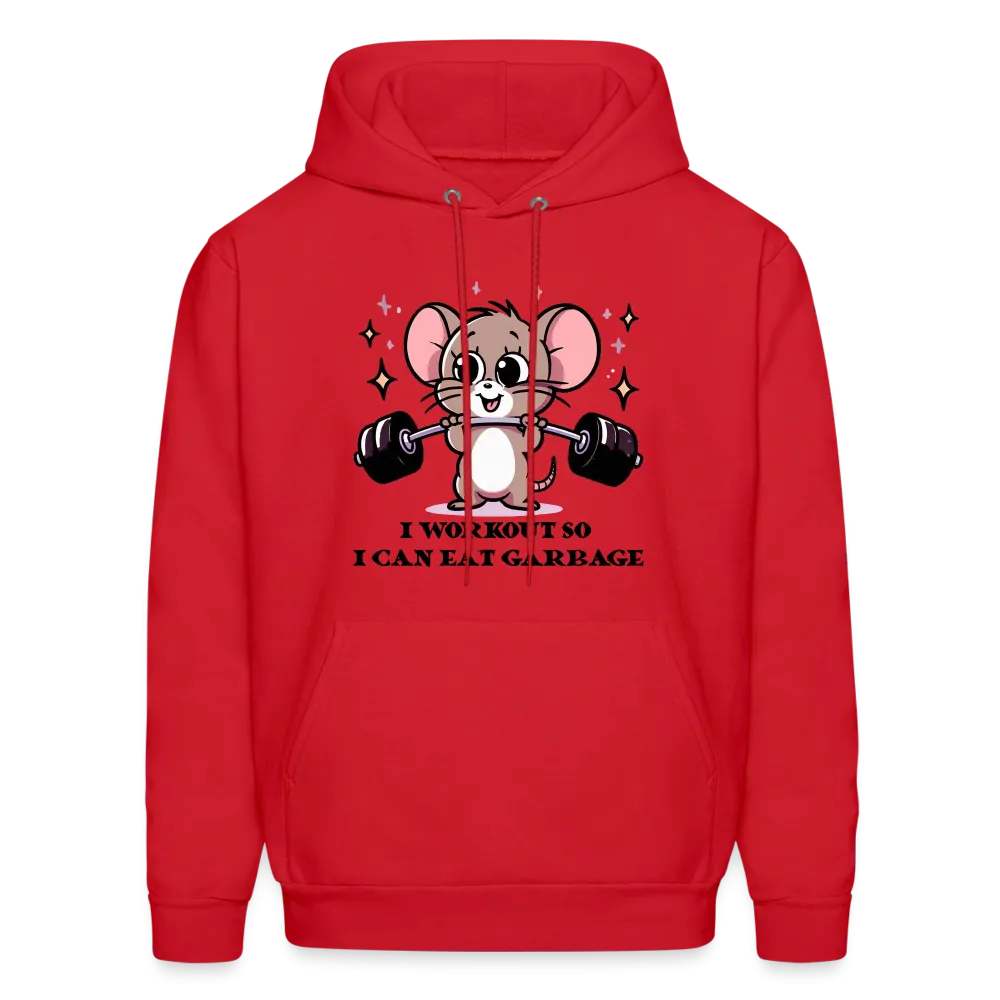 I Workout So I Can Eat Garbage Hoodie (Cute Mouse Lifting Weights)