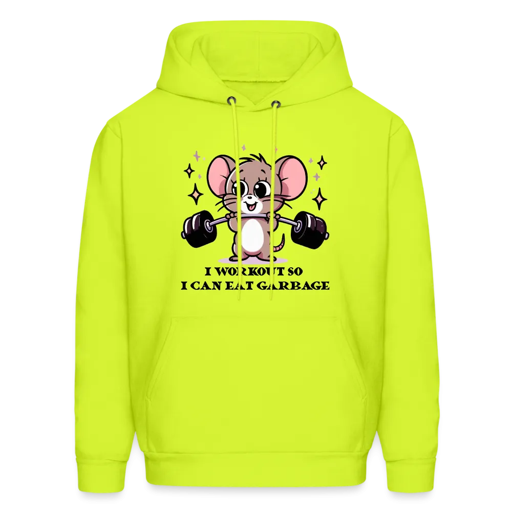 I Workout So I Can Eat Garbage Hoodie (Cute Mouse Lifting Weights)