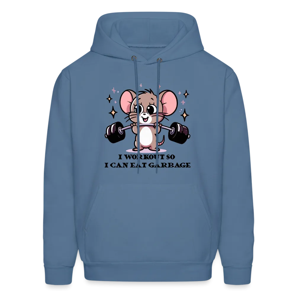 I Workout So I Can Eat Garbage Hoodie (Cute Mouse Lifting Weights)