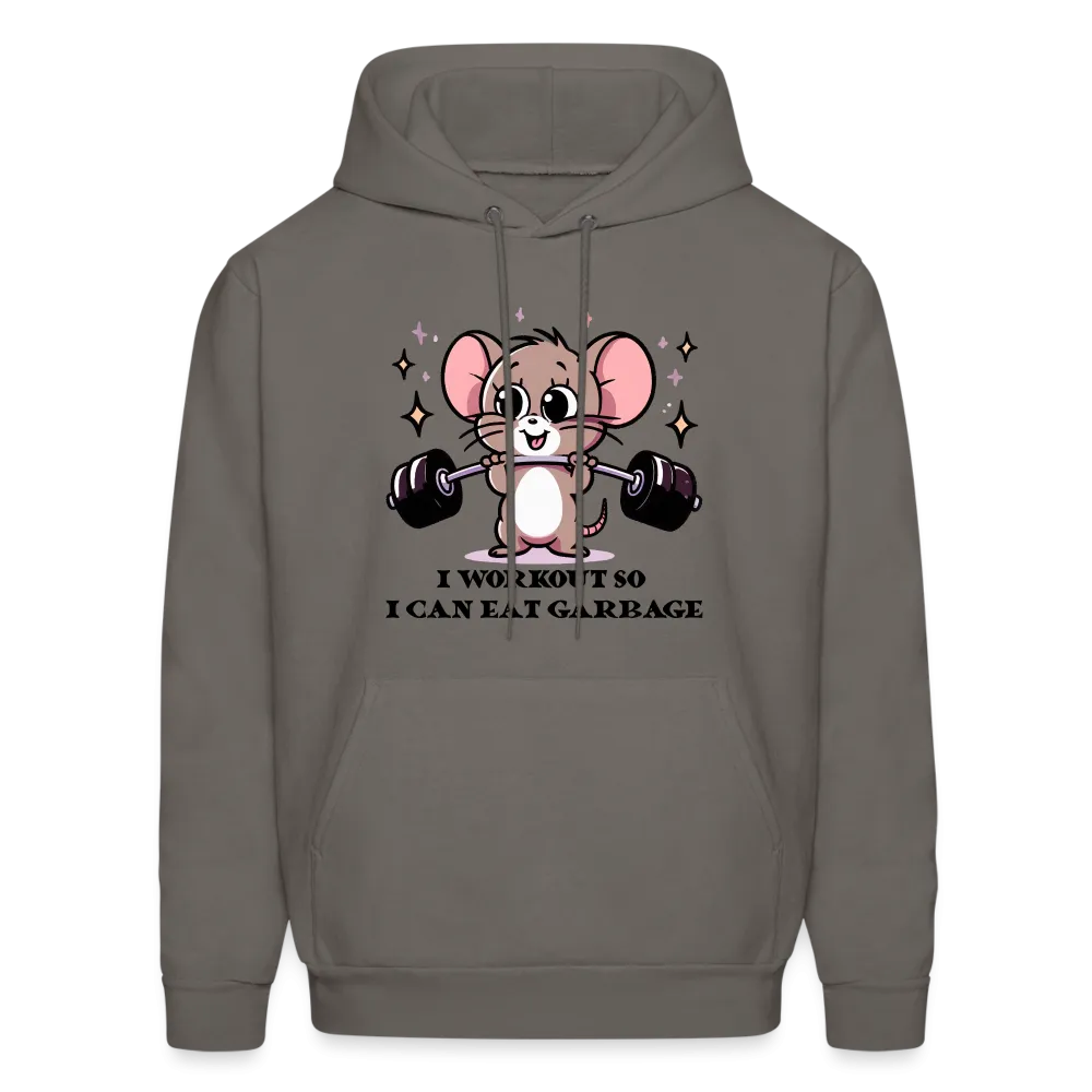 I Workout So I Can Eat Garbage Hoodie (Cute Mouse Lifting Weights)