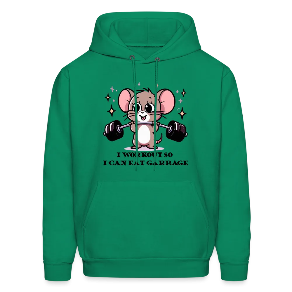 I Workout So I Can Eat Garbage Hoodie (Cute Mouse Lifting Weights)