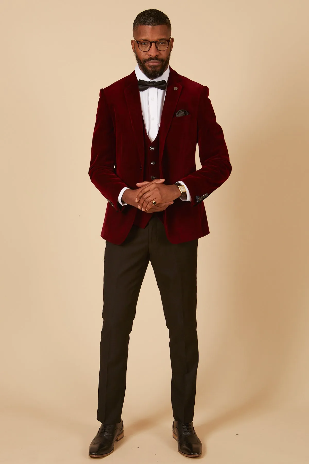 'I'm A Celebrity Get Me Out Of Here' 2022 Runner Up Owen Warner in HUDSON Wine Velvet Blazer & Waistcoat