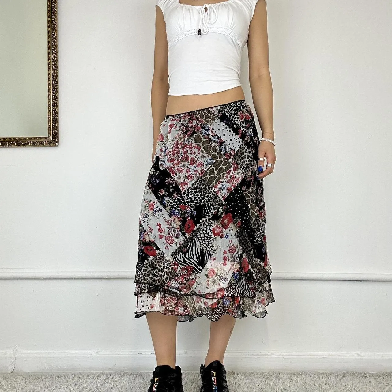 italian vintage mesh midi skirt