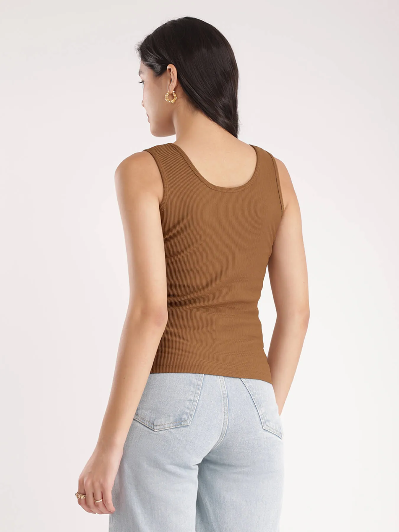 Knitted Tank Top - Brown