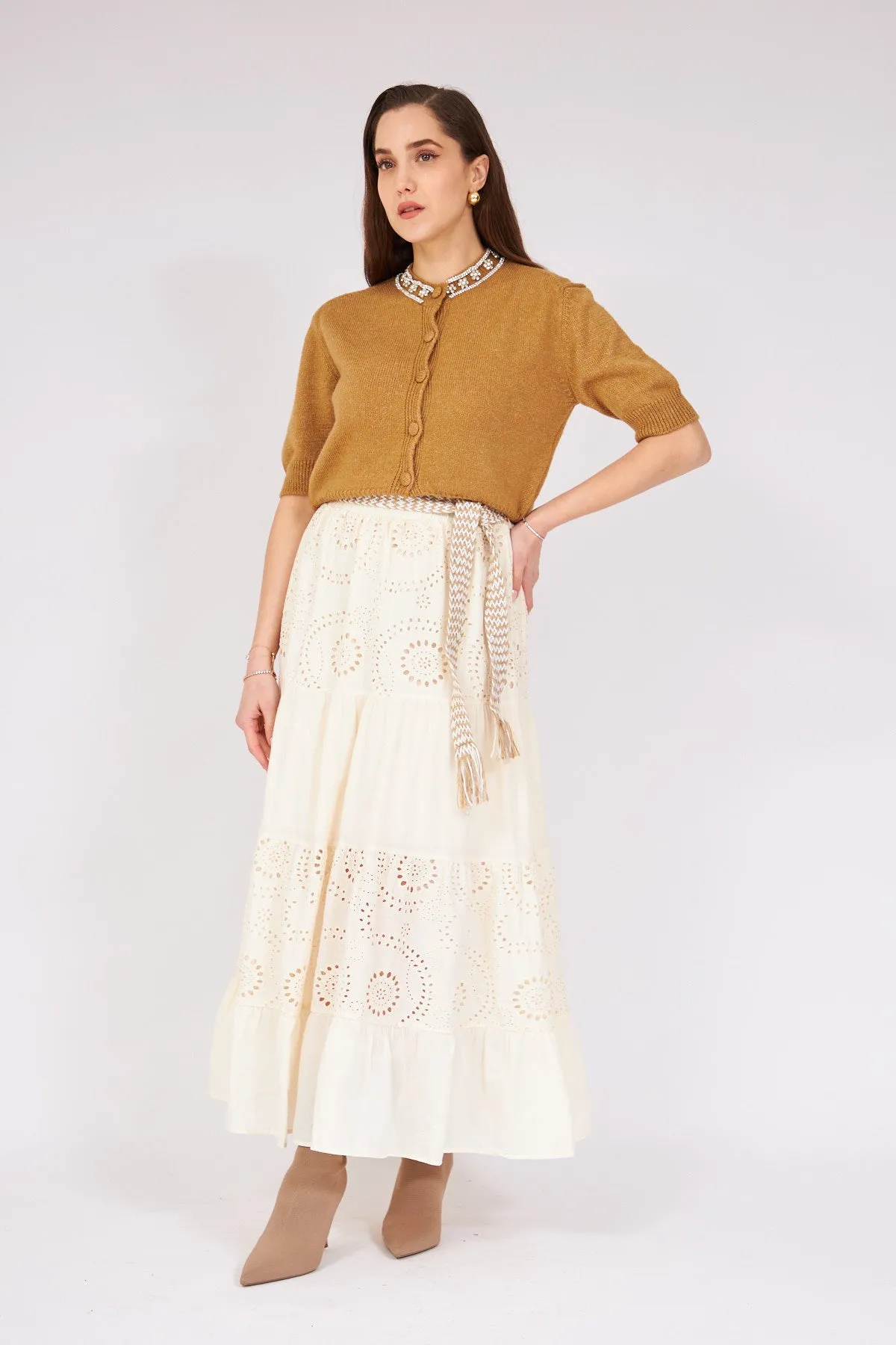 Lace Detailed Skirt Cream