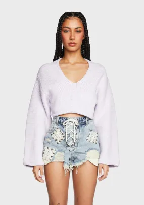 Lavender Watch Me Work It Crop Sweater