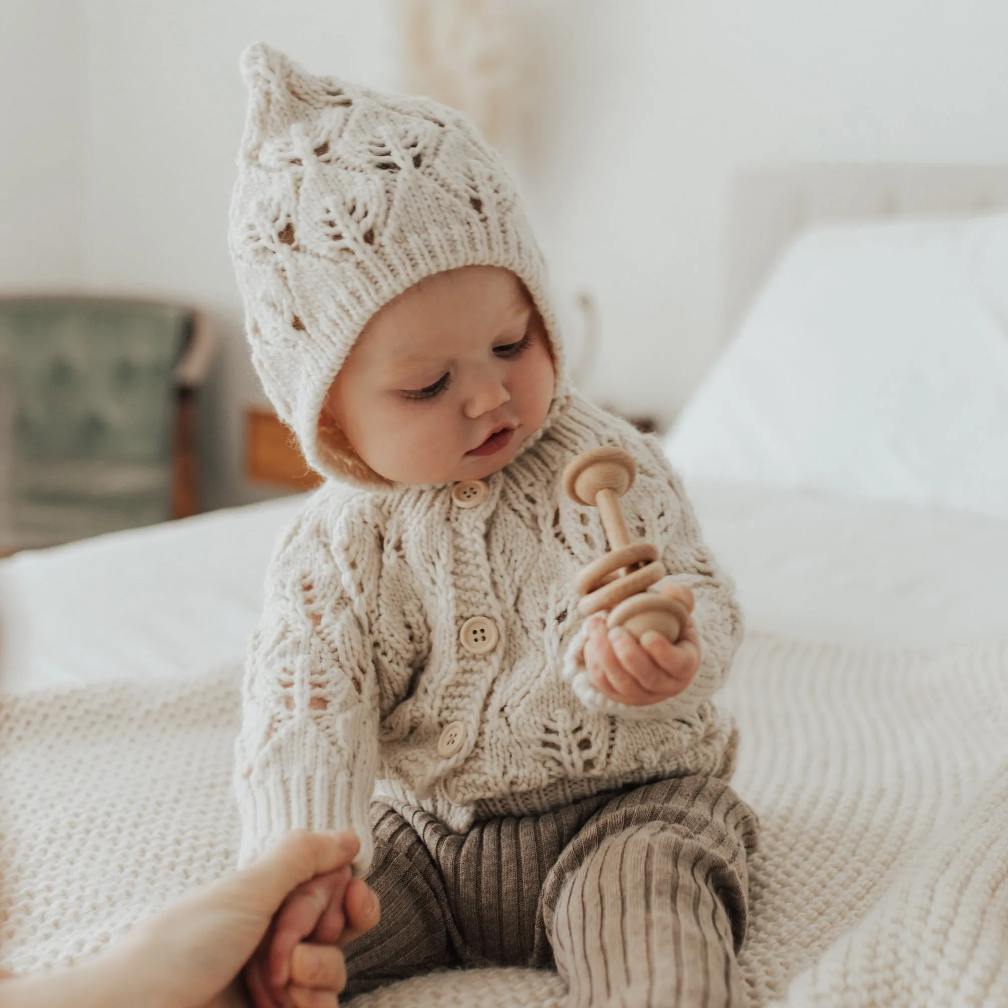 Leaf Lace Bonnet Natural