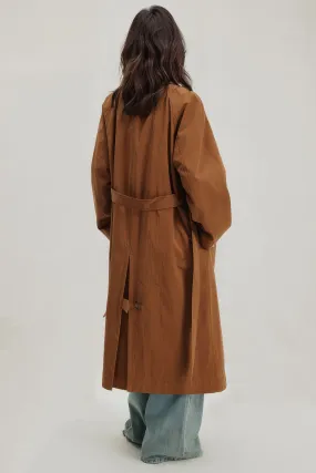 Long Trenchcoat With Belt - Brown