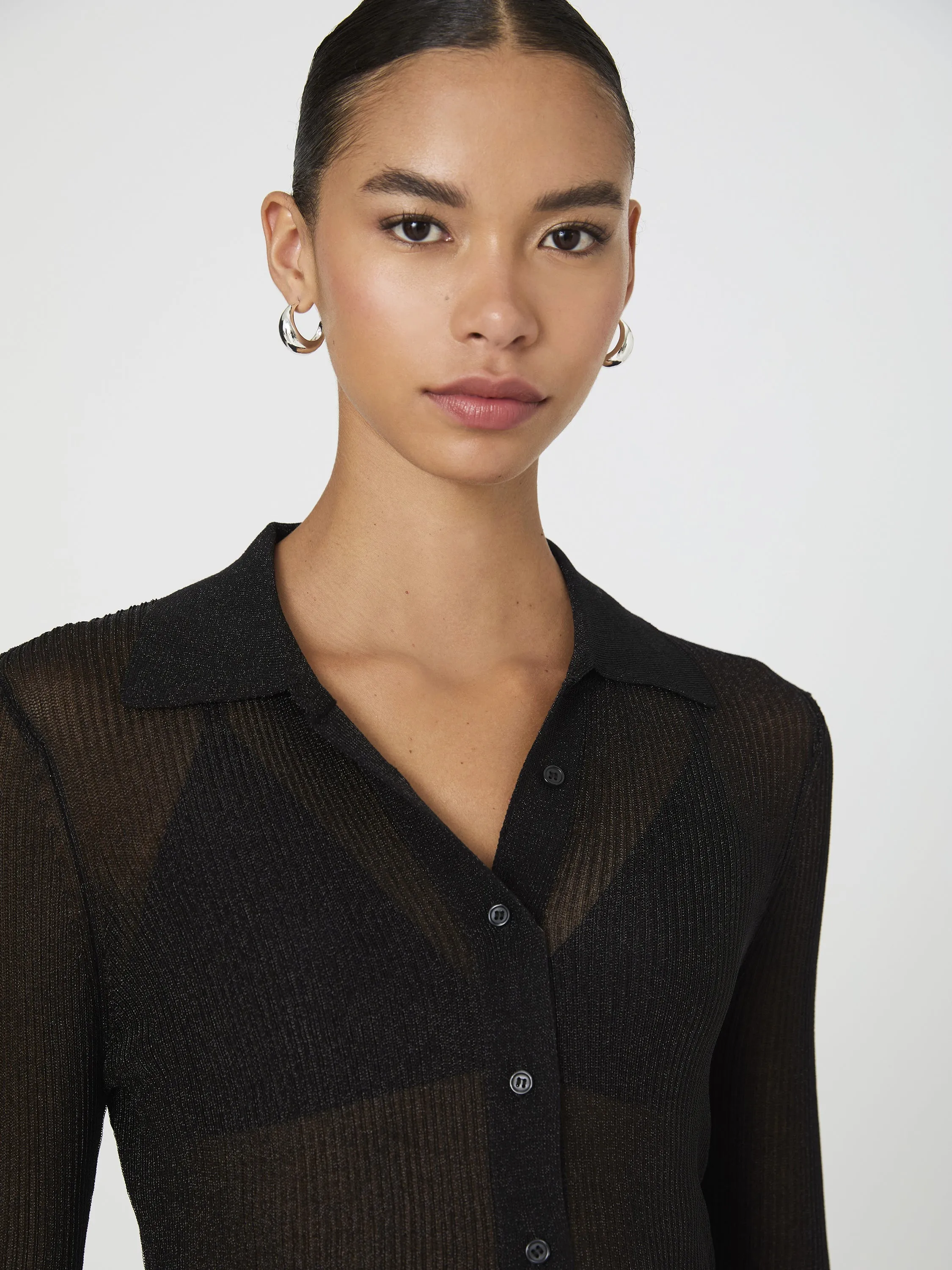 Lurex Mix Collared Top