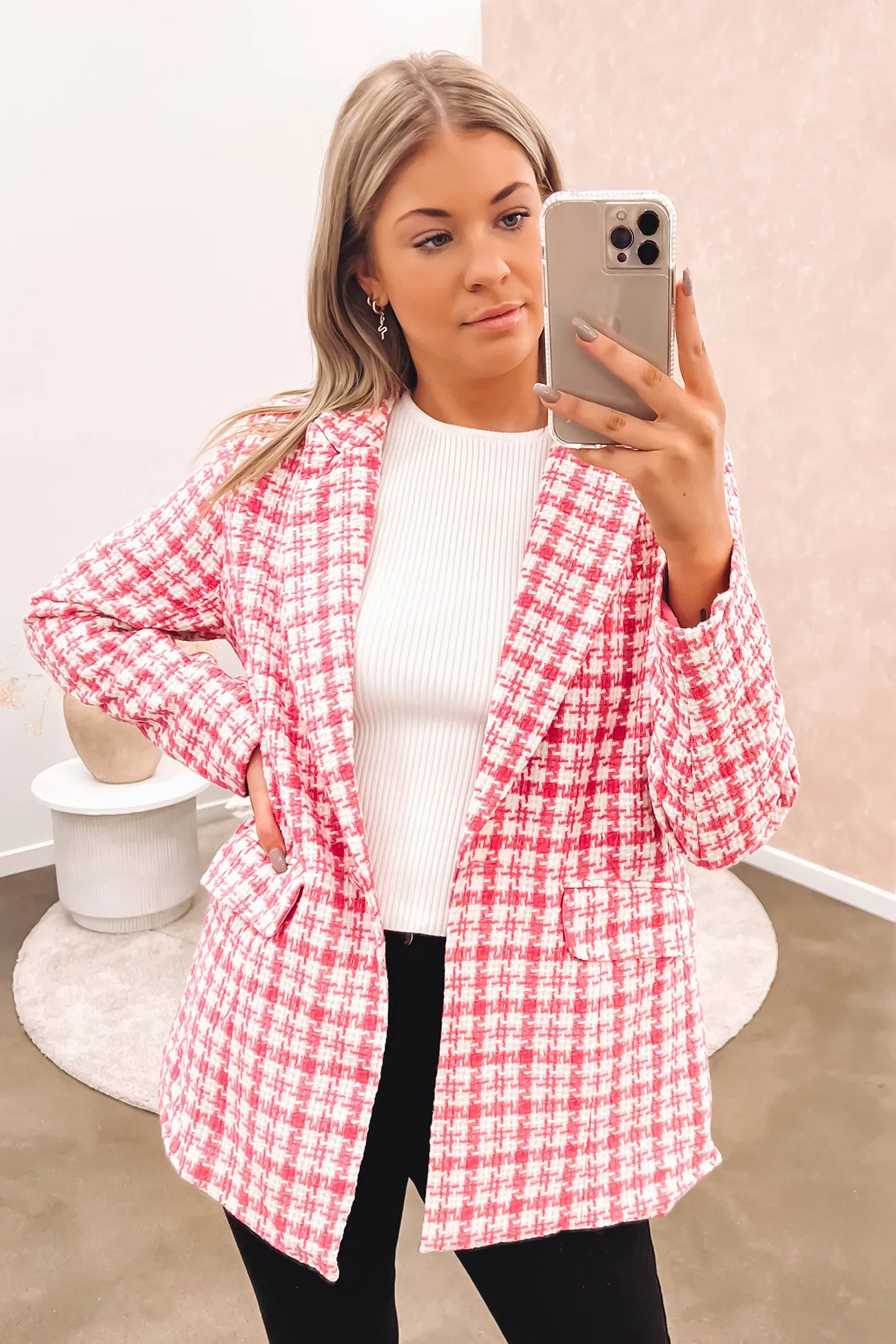 Mabel Blazer Pink White