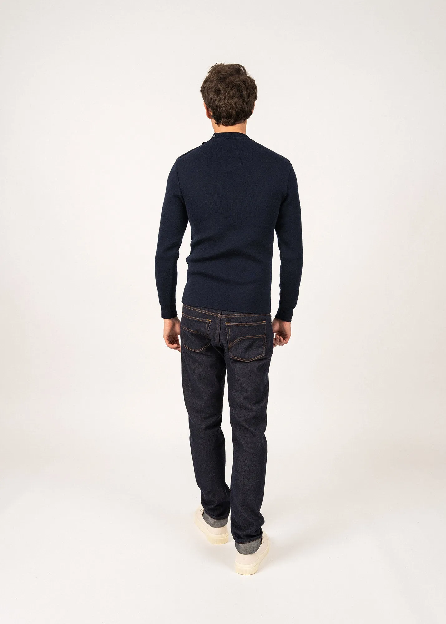 Matelot authentic sailor jumper - slim fit, in pure new wool (MARINE)