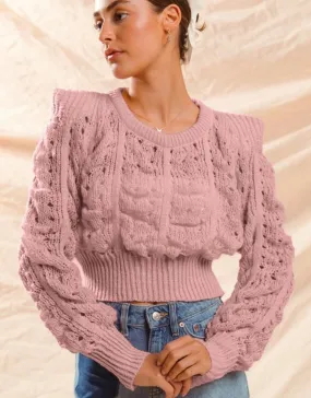 Mauve Open Weave Knit Sweater