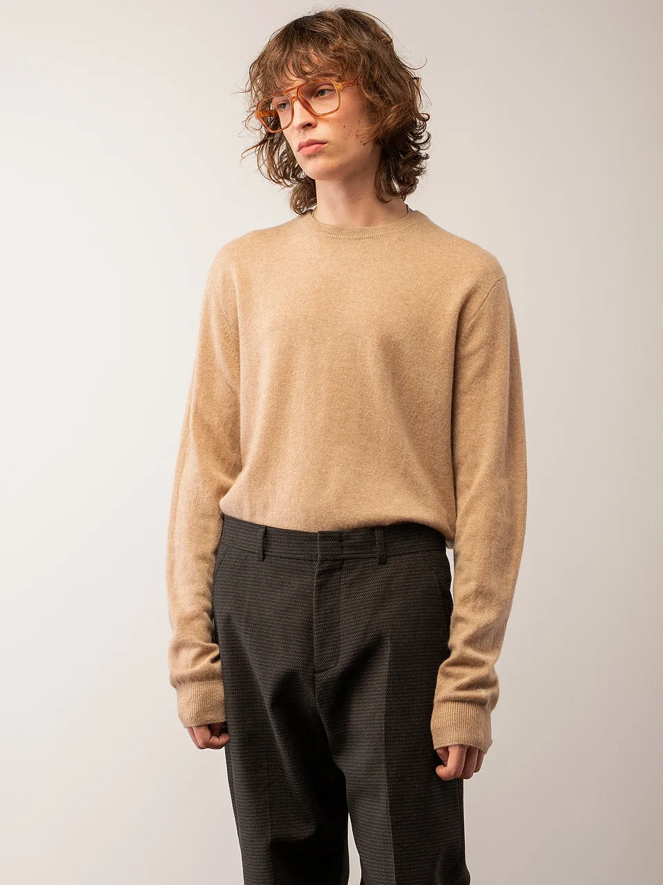 Men Crew Neck Sweater_Camel